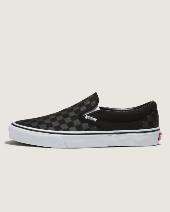 Customs Klassischer Slip-On-Schachbrett-Schuh in weiter Passform