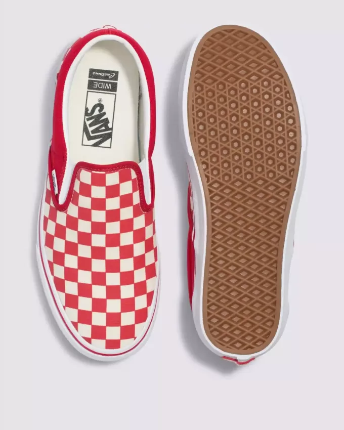 Customs Klassischer Slip-On-Schachbrett-Schuh in weiter Passform