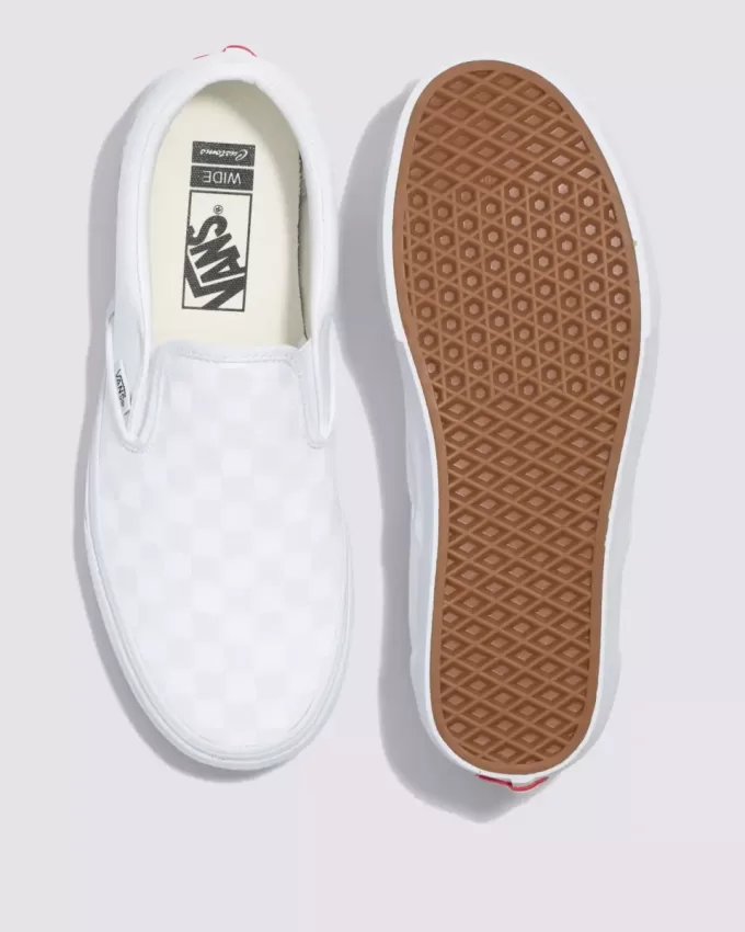 Customs Klassischer Slip-On-Schachbrett-Schuh in weiter Passform