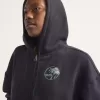 Dual Palm Retro-Kapuzenpullover mit Reißverschluss