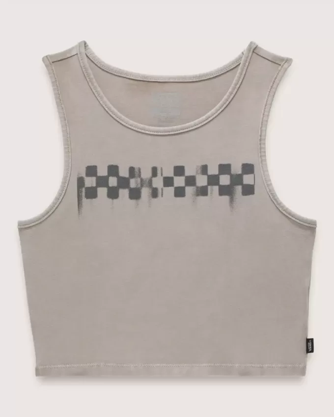 Figurbetontes Crop-Tanktop mit Schachbrettmuster