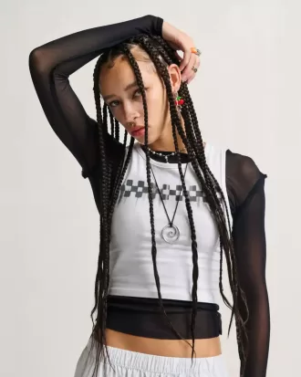 Figurbetontes Crop-Tanktop mit Schachbrettmuster