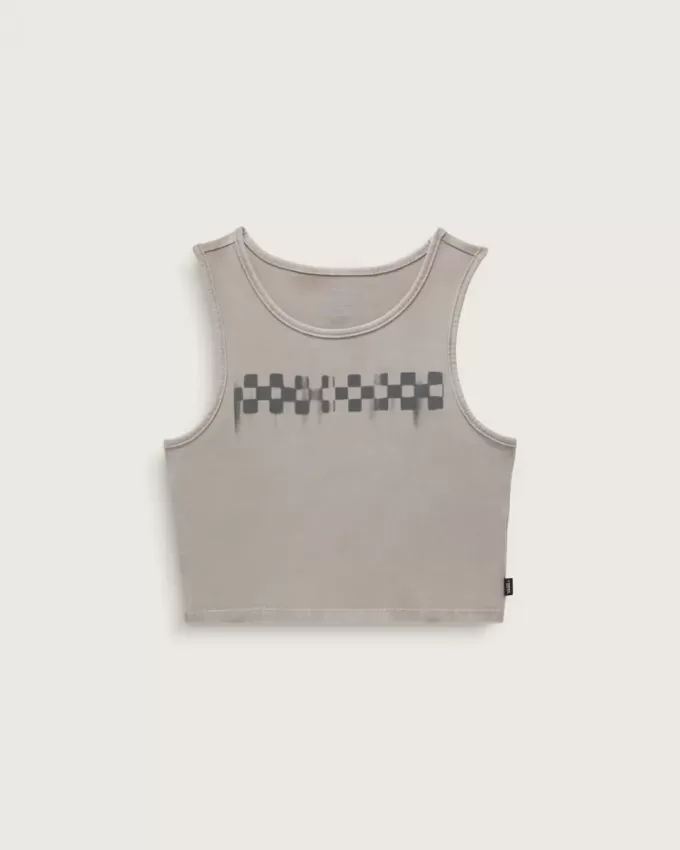 Figurbetontes Crop-Tanktop mit Schachbrettmuster