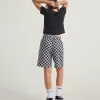 Fleece-Shorts mit Schachbrettmuster
