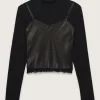 Langärmliges Oberteil aus Mesh-Satin