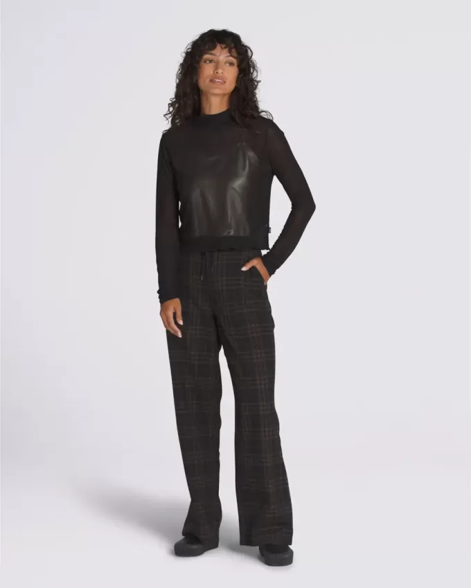 Langärmliges Oberteil aus Mesh-Satin