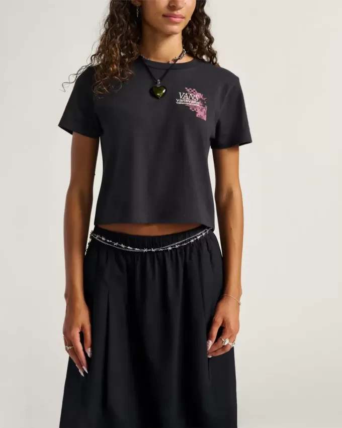 Negatives kurzes T-Shirt mit Blumenmuster Negatives kurzes T-Shirt mit Blumenmuster
