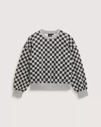 Retro-Sweatshirt mit Schachbrettmuster und Rundhalsausschnitt